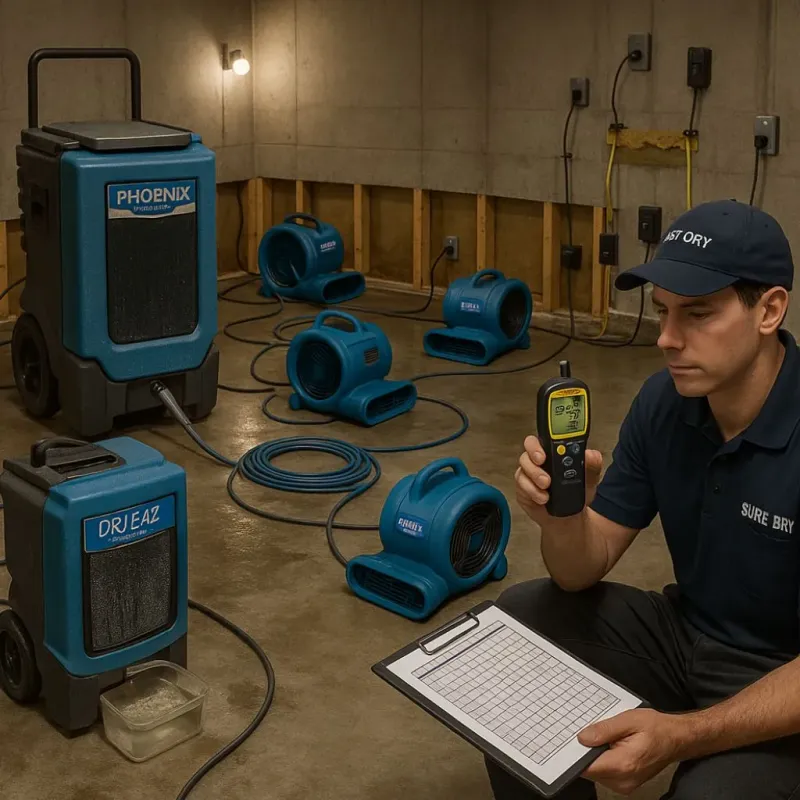 Structural Drying and Dehumidification process in Rockwall County, TX